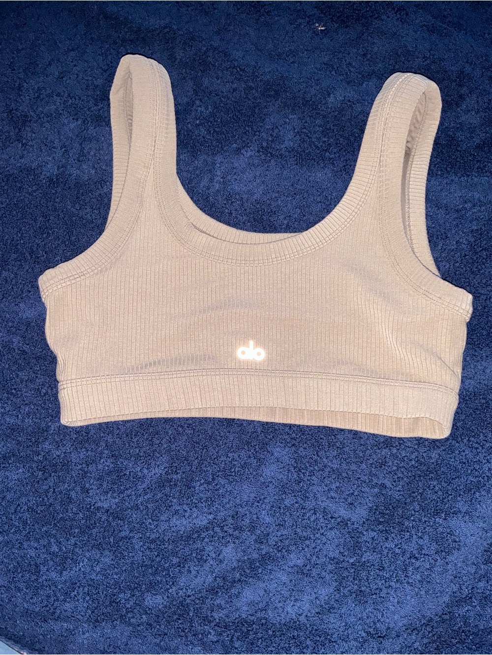 Seamless Light Beige Ribbed Sports Bra